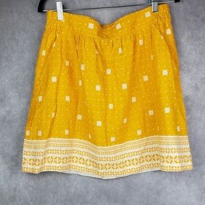 Loft‎ sunflower yellow linen mini skirt waistband Size M Boho Feminine